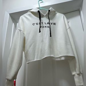 Paris Cropped Long Sleeve Hoodie